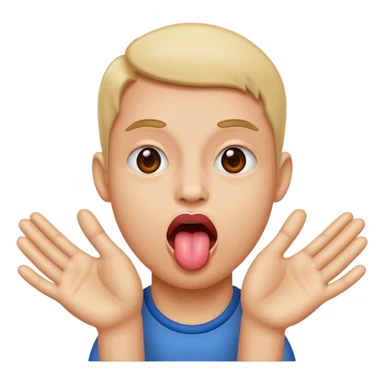 tongue out with two hands sticker