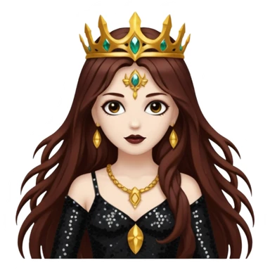 Libera, Goddess of Death from Gods and Goddesses with long dark auburn hair, black sequin outfit sticker