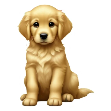 Golden retriever pup with a strawberry sticker