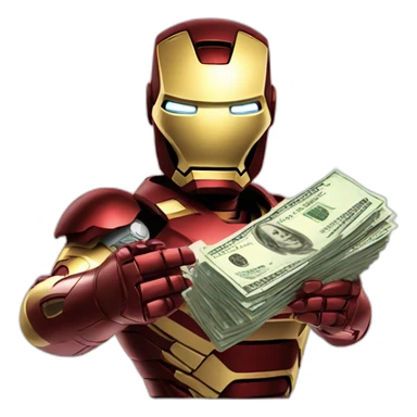 Iron man giving money bills sticker