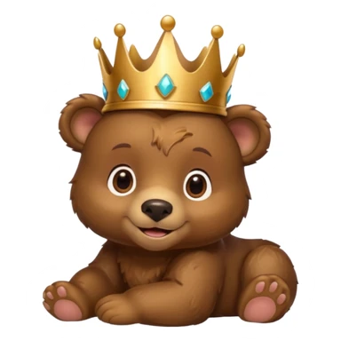 Bear Prince – brown bear cub with a shiny bronze crown, gentle smile. sticker