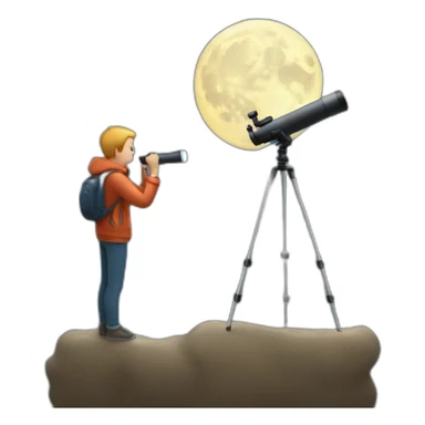 a person looking at the moon using a telescope sticker
