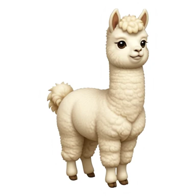 cinematic-[cream alpaca]-realistic-full-body-standing-emoji,-tail-flicking-lazily,-head-tilted-dramatically,-curly-[cream]-fur,-simplified-yet-realistic-focused-features,-highly-detailed,-glowing-with-an-almost-sarcastic-glow sticker
