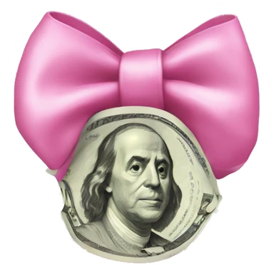 money with pink bow sticker