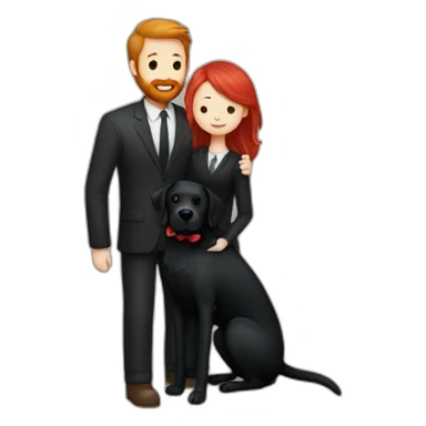 a slender man with a red beard hug a black Labrador sticker