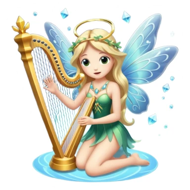 moth-wing fairy playing crystal harp sticker