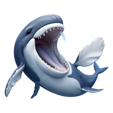 Cinematic Cute Yawning Humpback Whale Portrait Emoji, Head tilted slightly with a dramatic, wide-open yawn, showcasing a massive yet gentle blue-gray body with gently rippling baleen plates and sleepy, half-closed eyes, Simplified yet irresistibly adorable features, highly detailed, glowing with a soft, cozy marine glow, high shine, relaxed yet expressive, stylized with a dash of whimsical deep-sea charm, soft glowing outline, capturing the essence of a drowsy yet affectionate humpback whale that appears ready to drift into a deep-sea slumber! sticker