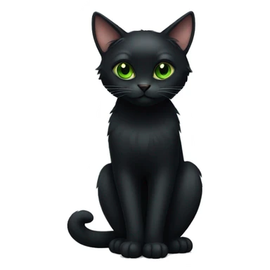 young long furred black cat with big green eyes sticker
