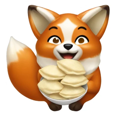Fox eat dumplings with sour cream  sticker