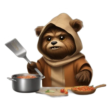 Ewok cooking sticker
