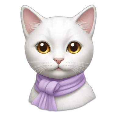 White cat in lilac clothes sticker