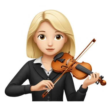 blond girl playing a violin, musical notes sticker