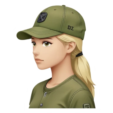 Diesel brand cap in khaki green color, baseball cap style with Diesel logo on front, military green hat sticker