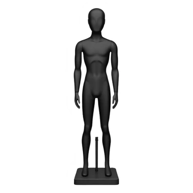 Minimalistic flat vector icon, iOS style, thin black contour on white background. Matte black mannequin in front of in 3D monochrome style. sticker