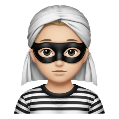 Thief with black eye type mask and black and white striped prison clothes sticker