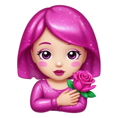 glitter baby fucsia rose sticker