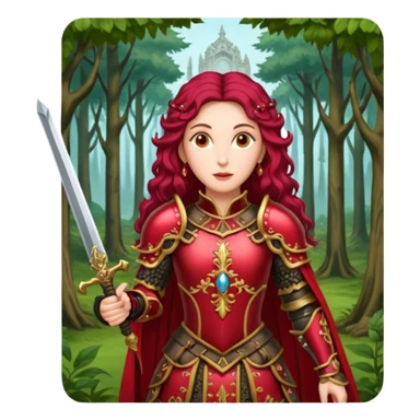 realistic cinematic actress Cher in baroque styling with crimson armor in a forest sticker