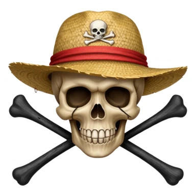 Fait moi ce drapeau 🏴‍☠️ a l'identique et met lui sur la tête de mort un chapeau de paille avec un fil rouge sticker