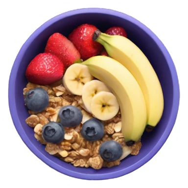 Açai bowl with granola sliced banana blueberry strawberry mango on top sticker