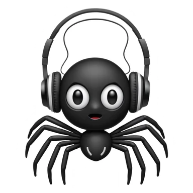 A black spider with white headphones sticker