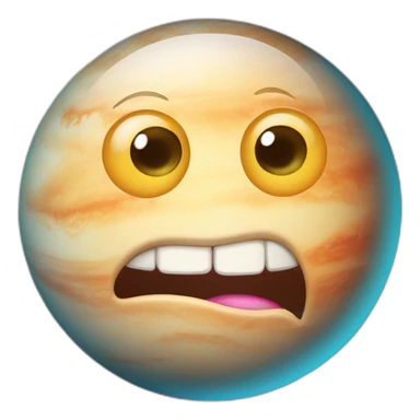 planet Venus with a cartoon humdrum face with big playful eyes sticker