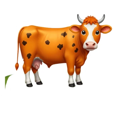 Een oranje koe sticker