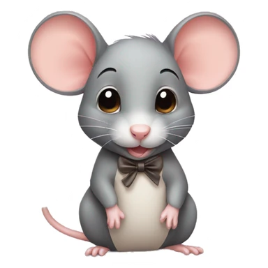cute little rat with a bow sticker