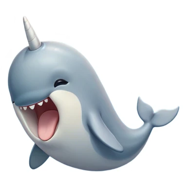 Cinematic Cute Yawning Narwhal Portrait Emoji, Head tilted slightly with a dramatic, wide-open yawn, showcasing a sleek, graceful form and a subtly curved tusk, sleepy eyes half-closed in drowsy contentment, Simplified yet irresistibly adorable features, highly detailed, glowing with a soft, cozy oceanic glow, high shine, relaxed yet expressive, stylized with a touch of whimsical charm, bright and endearing, soft glowing outline, capturing the essence of a drowsy yet affectionate sea guardian that seems ready to drift out of the screen for a nap! sticker
