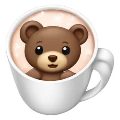 Baby bear inside of a cup of hot cocoa ￼ sticker