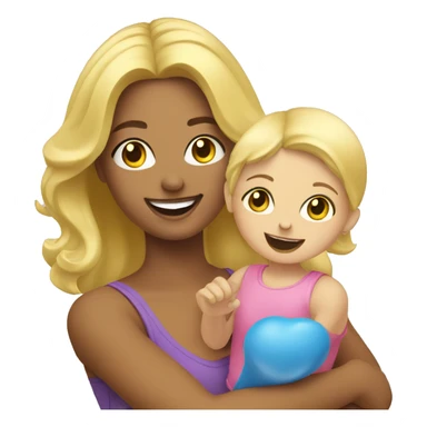blonde women playing with blonde child with toys sticker