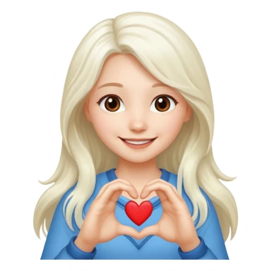 girl with white long hair finger heart sticker