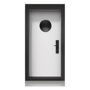 Large windowless rectangular matte black door white th pk ocular handle and a vertical BCD sight Adjace sticker