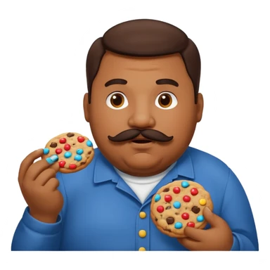 Obese brown man eating cookie  sticker