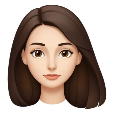 a brunette with thin nose almost sharp jaw line perfect eye brows and long hair  sticker