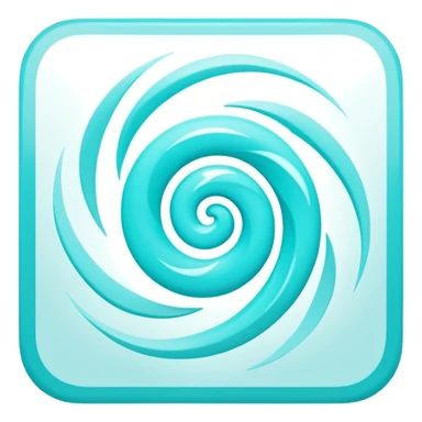 a Tiny compressed Stylized light-turquoise whirlwind symbol inside a pastel white square icon, light turquoise borders sticker