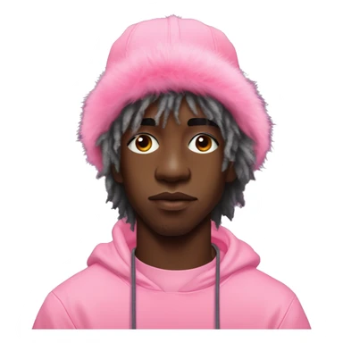 lil uzi vert wear Cute pink fur hat for winter with organge tshirt sticker
