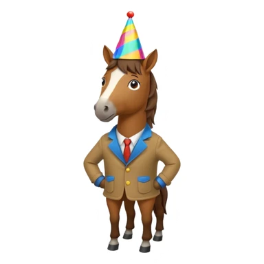 horse in jacket with party hat sticker