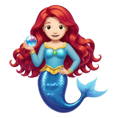 Bubbles the Mermaid from The Wiggles with light skin, long red hair, icy blue outfit sticker