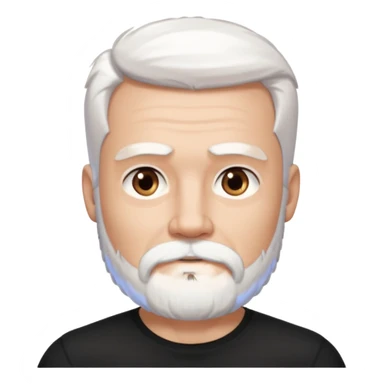 White haired muscled and attractive adult man with a black t-shirt. He has white beard and a long goatee. Dark brown eyes. sticker