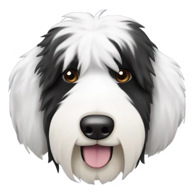 Old English sheepdog with a half and half face like a black and white cookie sticker