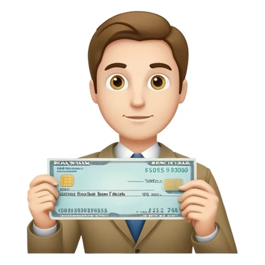 man holding a bank check  sticker