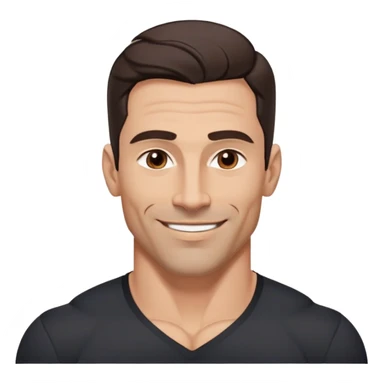 Very fit muscular 40-year-old with youthful looks, light brown skin, elongated face, strong defined jawline, charming confident smile, medium dark eyes, arched eyebrows, straight nose, buff physique, medium wavy dark hair, wearing a slightly tight black button-up shirt sticker