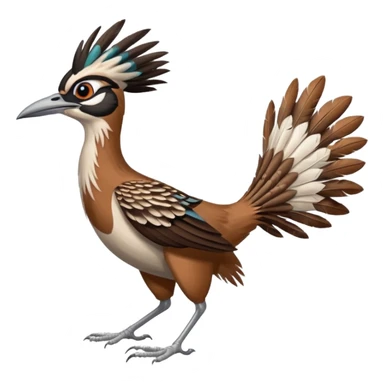 realistic roadrunner bird emoji, running with long feathered tail pointed down and back, actual colors sticker