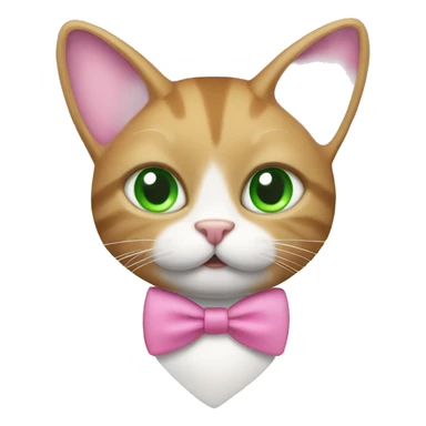 Cat in a pink rabbit costume with pink bow tie and green eyes sticker