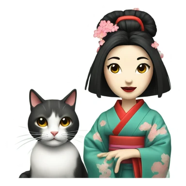 Geisha with cat sticker