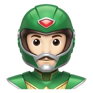 White version of the green power ranger with a brown mustache, green helmet sticker
