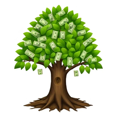 A tree with the leaves with money on it (keep the bark of the tree is still dark brown.* sticker