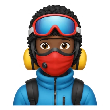 make a yn in a ski mask but but the mask is only covering his mouth and his hair is curly and black and ski goggles on his hair sticker