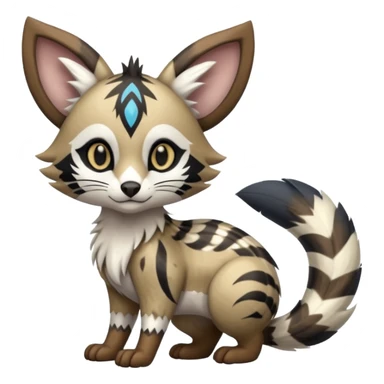 Futuristic furry fluffy floofy feathery tribal marked Genet-Absol-Furret-Zeraora-Primagen-fusion-creature  sticker