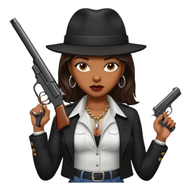 A sexy black female gangster with a gun sticker